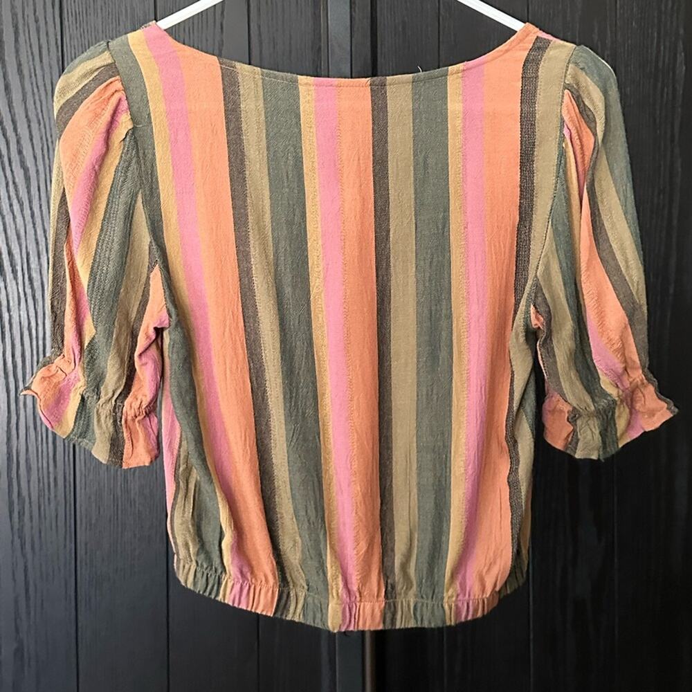 American Eagle NWT Womens 
Stripe Crop Top Short Sleeve Size XXSmall - Picture 3 of 5